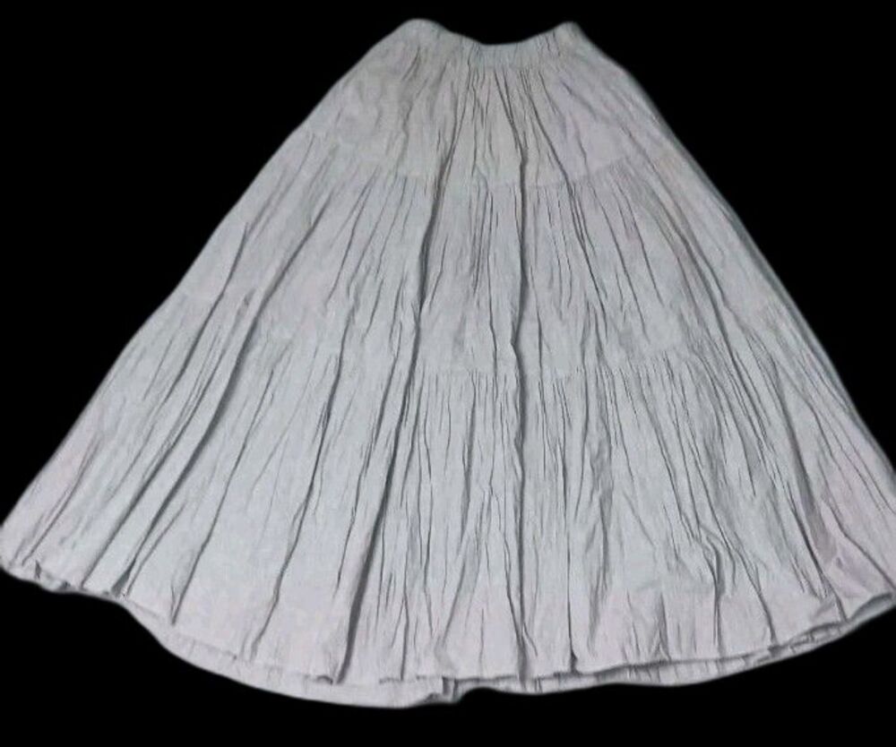 Vintage Desert West Maxi Hoop Skirt Womens One Size Gray Grey Tiered Pleated